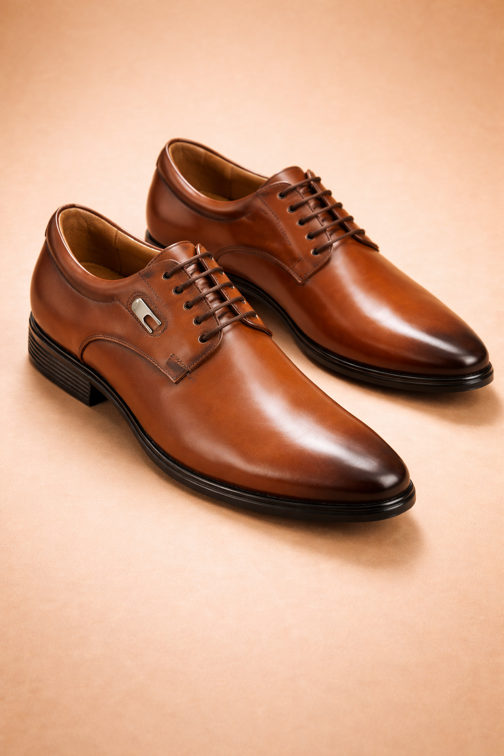 Men's Formal Brown Leather Derby Shoes | Classic Lace-Up Business Dress Shoes